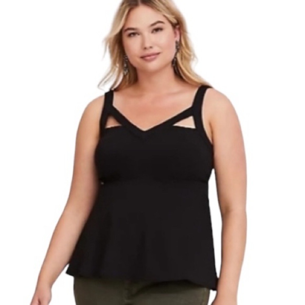Torrid Black Cutout Peplum Bodycon Tank size 2